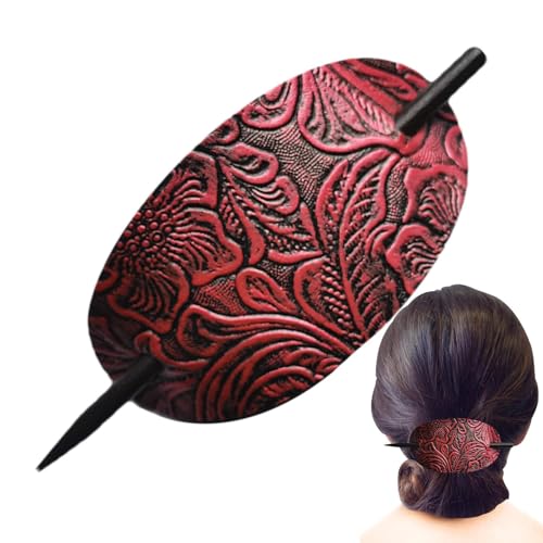 Leder Haar Barrette Mit Stick, Kunstleder -Leder Haar Barrett Stick Haarclip | - Und Haarrutschhaarstifte Pferdeschwanzhalter Haarzubehör Für Frauen Mädchen, Barrette Mit STIC von Generisch