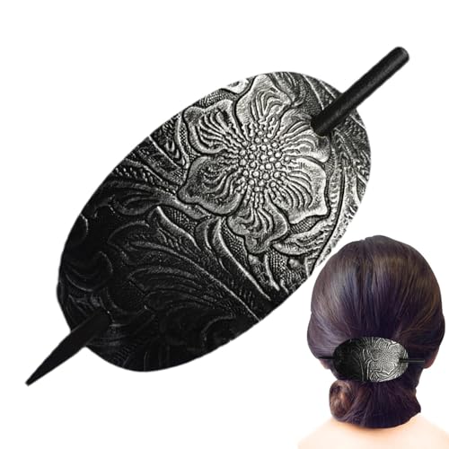 Leder -Haarnadel Mit Stick - Kunstleder Oval Form Haarklammern | Leder Haar Barrette Mit Stick, Kunstleder Und Haar Schlitten Haarstifte Pferdeschwanzhalter Haarzubehör Für Frauen Mädchen von Generisch