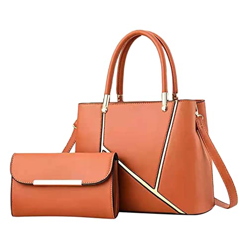 Leder-Handtasche für Damen, trendig, 2-teilig, Handtaschen-Set, gewachstes Segeltuch, gelb, Einheitsgröße Leder-Handtasche für Damen, trendig, 2-teilig, Handtaschen-Set, gewachstes Segeltuch, gelb, Einheitsgröße von Generisch