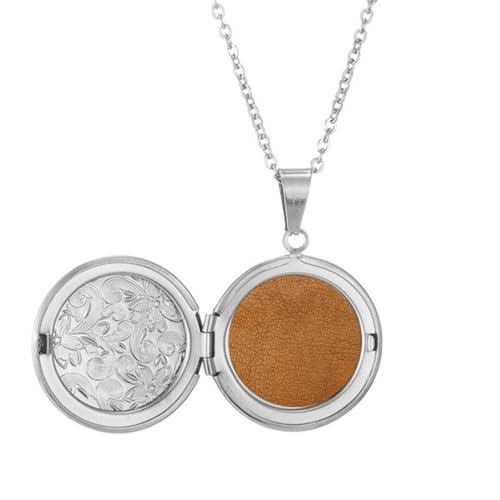 Leder-Medaillon-Halskette mit abstraktem Design, für Bild, Schmuck, Geburtstagsgeschenk von Generisch