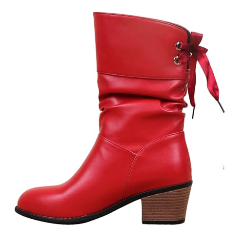 𝐋eder Reitstiefel Mädchen Wasserdicht Stiefel rutschfest Gefüttert Schneestiefel Bequeme Einfarbig Thermostiefel Dicke Sohle Winterstiefel von Generisch