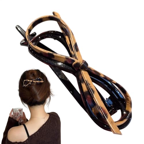 Leder Schleife Twist Haarnadel Kreative Pferdeschwanz Halter Modische Haarspangen Bequeme Haarschleifen Stilvolle Haarspangen Haarschleifen für Frauen Pferdeschwanz Halter Clips Haarspangen für von Generisch