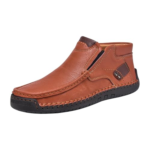 Leder Schuhe Herren Handgenäht Mokassins Weich Barfußschuhe High Top Walkingschuhe mit Reißverschluss Herren Segelstiefel rutschfest Wanderschuhe Modische Freizeitschuhe Leichte Fahrschuhe Leder Schuhe Herren Handgenäht Mokassins Weich Barfußschuhe High Top Walkingschuhe mit Reißverschluss Herren Segelstiefel rutschfest Wanderschuhe Modische Freizeitschuhe Leichte Fahrschuhe von Generisch