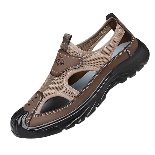Leder Strand Wandersandale Sandalen Herren Trekkingsandalen Outdoorschuhe Atmungsaktive Sandale Männer Sommer Freizeitschuhe Wanderschuhe Sport-Outdoor Wasser Fischer von Generisch
