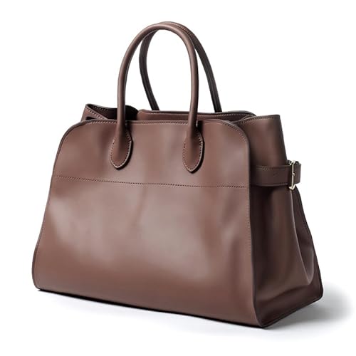 Leder-Tragetasche für Damen, Hobo-Schultertaschen, Damen-Tragetasche, Shopper mit Griff, Handtasche, Einkaufstasche, dunkelbraun, 39x24x27cm/15.35x9.45x10.63in von Generisch