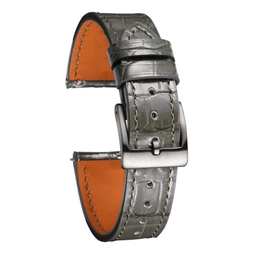 Leder Uhrenarmband Schnellverschluss Handgefertigte Rindsleder-Armbänder for Herren 18MM 20MM 21MM 22MM(HB123GRY,21mm) von Generisch