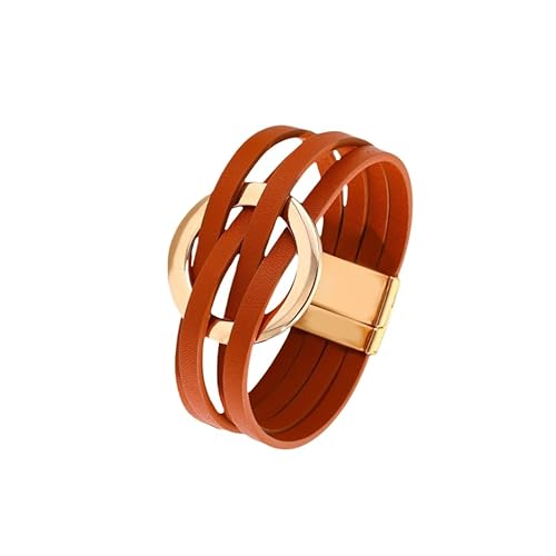 Lederarmband,Breites Lederarmband Unisex Vintage Punk Armband mit Breiter Magnetschnalle Boho Kreuz Mehrschichtig Wickel Armreif für Damen Herren Schmuck Geschenk Orange Lederarmband,Breites Lederarmband Unisex Vintage Punk Armband mit Breiter Magnetschnalle Boho Kreuz Mehrschichtig Wickel Armreif für Damen Herren Schmuck Geschenk Orange von Generisch