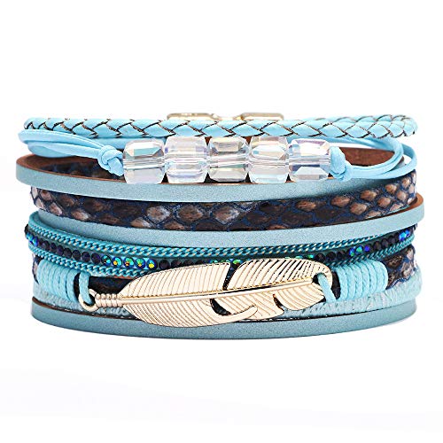 Lederarmband Herren, Handgewebtes Mehrschichtiges Modisches Lederarmband Mit Magnetischer Schnalle Und Federn, Energieschmuck Für Männer Und Frauen, Braun Lederarmband Herren, Handgewebtes Mehrschichtiges Modisches Lederarmband Mit Magnetischer Schnalle Und Federn, Energieschmuck Für Männer Und Frauen, Braun von Generisch