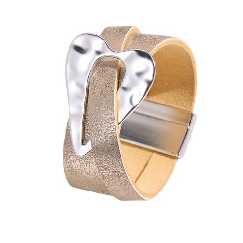 Lederarmband Männer,Handgewebtes Mehrschichtiges Modisches Pu-Lederarmband Mit Großer Liebe Und Magnetschnalle, Energieschmuck Für Frauen, Kaffee Lederarmband Männer,Handgewebtes Mehrschichtiges Modisches Pu-Lederarmband Mit Großer Liebe Und Magnetschnalle, Energieschmuck Für Frauen, Kaffee von Generisch