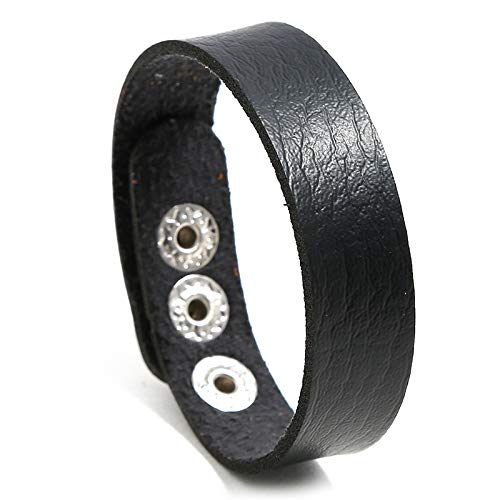 Lederarmband Unisex Gothic Wrap Wrist Cuff Bangle Punk Rock Vintage Manschettenarmbänder Verstellbarer Druckknopf Für Männer Frauen Schmuck Geschenk Schwarz von Generisch
