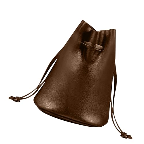 Lederbeutel mit Kordelzug – Süßigkeiten-Beutel – kleine Geschenkbeutel, durchsichtiger Beutel, schwarzer Kordelzug, PU-Leder für Damen und Herren für Würfel, Steine, Kameraobjektive von Generisch