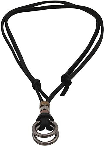 Lederhalskette für Männer und Frauen, Anhänger, Vintage-Kreiskette, verstellbare Haltbarkeit von Generisch