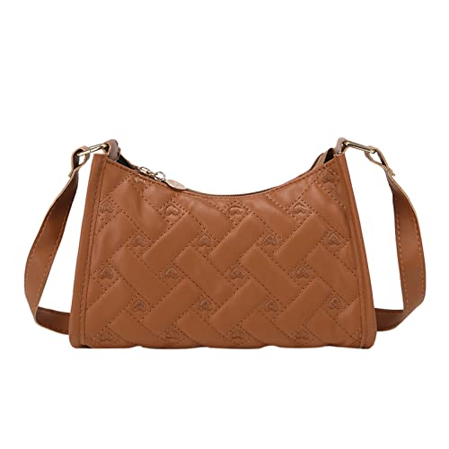 Lederhandtasche Damen Schwarz Korbtaschen Damen Umhängetasche Love Bestickte Achseltasche Frühling Und Neues Muster Personalisierte Praktische Handytasche Zum Wechseln Herren Hosen (Brown,One Size) von Generisch
