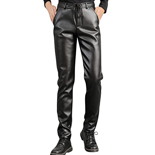 Lederimitat Hose Herren grün Lederhose Men schwarz Lederhose Herren Tracht mit Totenkopf Kurze Hose Lederoptik Herren Latex Hose mit 2 wegs reißverschluss Herren von Generisch