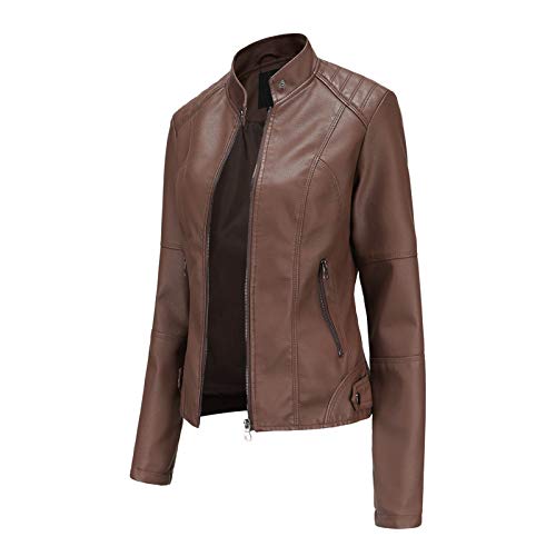 Lederimitat Jacke Damen & Lederjacke Schwarz Lang Braun Bomberjacke Motorradjacke Pu Leather Kurz Outwear Streetwear Winter Mantel Bomber Jacke Lederjacke Lang Kunstleder Motorrad Bikerjacke von Generisch