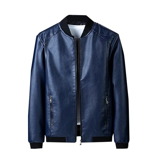 Lederjacke Herren Grosse Grössen Winterjacke PU Leder Übergangsjacke Business Kunstlederjacke Modisch Motorrad Jacke Kunstleder Herren-Jacken Outdoorjacke Bomberjacke Reißverschluss Bikerjacke von Generisch