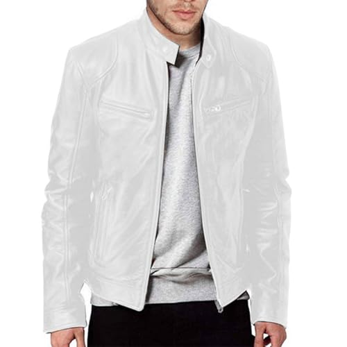 Lederjacke Herren Kunstleder Vintage Modisch Lässig Bomberjacke Übergangsjacke für Biker Motorrad Lederjacke Mit Fell Herren Lederjacke Herren Lederjacke Herren von Generisch