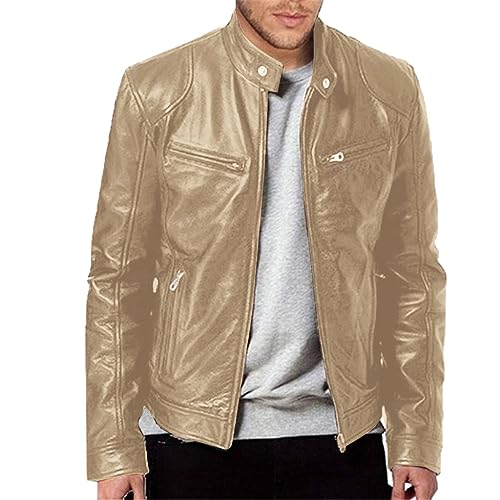 Lederjacke Herren Sommer Leicht - Bikerjacke Herren Leder Retro Freizeitjacke Lederjacken Für Herren Regular Motorrad Jacke Herrenjacke Casual Männer Biker Jacket Übergangsjacke Klassisch Lederjacke Lederjacke Herren Sommer Leicht - Bikerjacke Herren Leder Retro Freizeitjacke Lederjacken Für Herren Regular Motorrad Jacke Herrenjacke Casual Männer Biker Jacket Übergangsjacke Klassisch Lederjacke von Generisch
