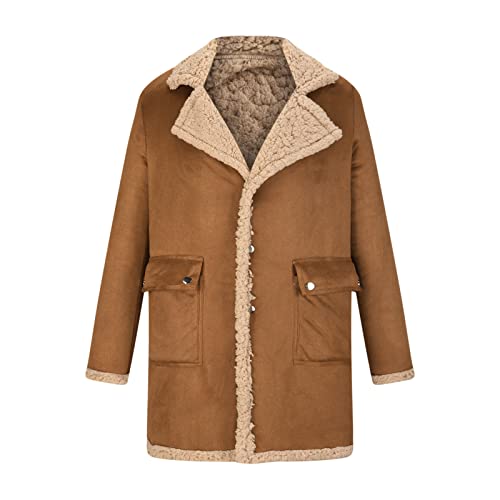 Lederjacke Herren mit Fell Lang Vintage Winter Kunstlederjacke Übergangsjacke Bomberjacke Pelzmantel Herren Leder Sweatjacke Trainingsjacke Bikerjacke Freizeitjacke Winddicht Outdoor Motorradjacke von Generisch