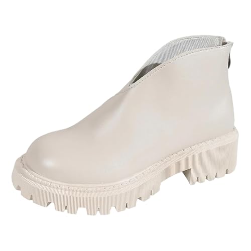 Lederschuhe Damen Dicke Boden Runde Zehe Loafer Frühling Herbst Frauen Einzelne Schuhe Bequeme Lack-Mokassins Leichtgewichts Walkingschuhe Modische Freizeitschuhe Chunky Arbeitsschuhe von Generisch