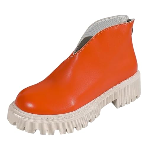 Lederschuhe Damen Dicke Boden Runde Zehe Loafer Frühling Herbst Frauen Einzelne Schuhe Bequeme Lack-Mokassins Leichtgewichts Walkingschuhe Modische Freizeitschuhe Chunky Arbeitsschuhe von Generisch