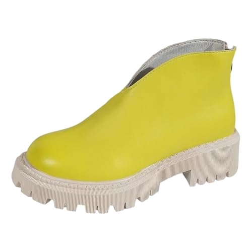 Lederschuhe Damen Dicke Boden Runde Zehe Loafer Frühling Herbst Frauen Einzelne Schuhe Bequeme Lack-Mokassins Leichtgewichts Walkingschuhe Modische Freizeitschuhe Chunky Arbeitsschuhe von Generisch