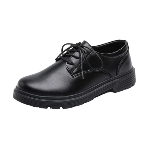 Lederschuhe Damen Schwarz | Oxford-Schuhe Damen rutschfest Vielseitiger Klassische Oxford Schnürhalbschuhe Bequeme Businessschuhe Weicher Sohle Halbschuhe Geschlossene Loafer Leder-Sneaker von Generisch