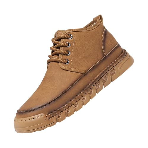 Lederschuhe Herren Halbhoch - Schnürhalbschuhe Herren Weit Wasserfest Wanderschuhe Outdoor Trekkingschuhe Klassischer Reitstiefel Camping Winterstiefel Rutschfest Bequem Flacheschuhe von Generisch