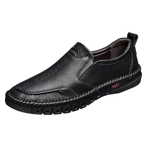 Lederschuhe Herren Handgefertigt Flach Mokassins rutschfest Höheschuhe Atmungsaktive klassisch Business Fahrenschuhe mit Reißverschluss Extra Weit Bootsschuhe Dämpfung Loafer Lässig Outdoorschuhe von Generisch
