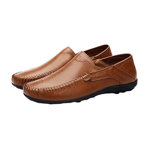 Lederschuhe Herren Loafers mit Obermaterial aus Leder Chunky Freizeitschuhe Bequeme Halbschuhe Dämpfung Mokassins Klassische Leder-Slipper Leichte Geschäftsschuhe Kleidschuhe von Generisch