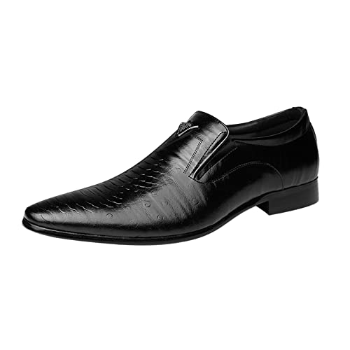Lederschuhe Herren Ohne SchnüRsenkel Anzugschuhe - Classic Pointed Toe Business Oxford Schuhe - Einfarbig Elegant Derby Freizeitschuhe Arbeitsschuhe Hochzeit Smoking FüR Formale AnläSse von Generisch