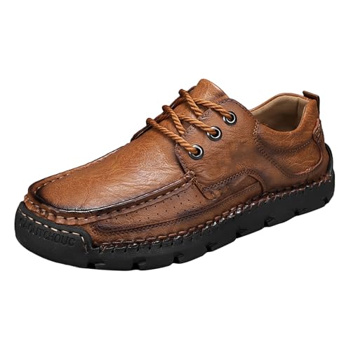 Lederschuhe Herren Schwarz, Loafers Herren Handgemacht Walkingschuhe Leicht Weich Halbschuhe Flache Sohle Sneaker rutschfest Freizeitschuhe Bequem Outdoorschuhe Monkstrap Schuhe Businessschuhe von Generisch