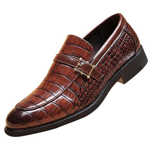 Lederschuhe Herren Schwarz Anzugschuhe Crocodile Embossed Businessschuhe Breite Füße Mokassins Elegant Hochzeitsschuhe Stilvoll und Schön Herrenschuhe Flache Business Schuhe Freizeit Flacheschuhe von Generisch