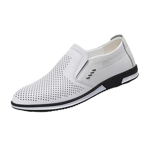 Lederschuhe Herren Schwarz Oxford Schuhe Atmungsaktiv Leder Sneakers Freizeit Businessschuhe Leichtgewichts Halbschuhe Hollow Out Schlupfschuhe Minimalistische Abendschuhe mit Flacher Sohle von Generisch