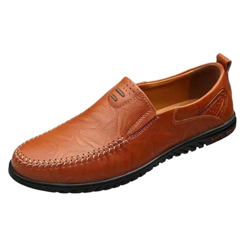 Lederschuhe Herren Slippers Aus Leder - Männer Business Schuhe,Low Top Freizeitschuhe,Fahrenschuhe,Slip On Anzugschuhe,Weich Leder Shoes,Ohne SchnüRsenkel Halbschuhe Flache Mokassins Sommer Loafers von Generisch