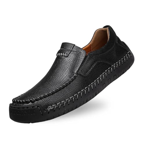 Lederschuhe Herren Slippers Aus Leder Männer Business Schuhe Trachtenschuhe Freizeitschuhe Slip On Anzugschuhe Weich Leder Shoes Ohne SchnüRsenkel Halbschuhe Flache Mokassins Sommer Loafers von Generisch