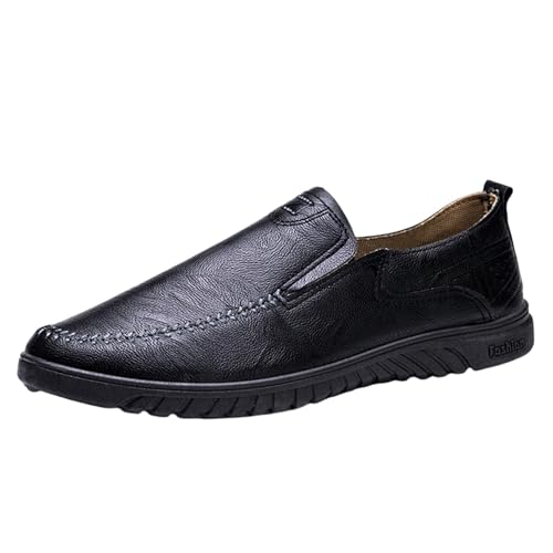 Lederschuhe Herren Sportlich Leder Sneakers Weich rutschfest Freizeitschuhe Wasserdicht Leder Sportschuhe Einfarbig Schlupfschuhe Ultraleicht Arbeitsschuhe Komfortable Businessschuhe von Generisch