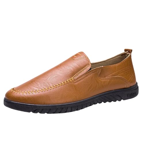 Lederschuhe Herren Sportlich Leder Sneakers Weich rutschfest Freizeitschuhe Wasserdicht Leder Sportschuhe Einfarbig Schlupfschuhe Ultraleicht Arbeitsschuhe Komfortable Businessschuhe von Generisch