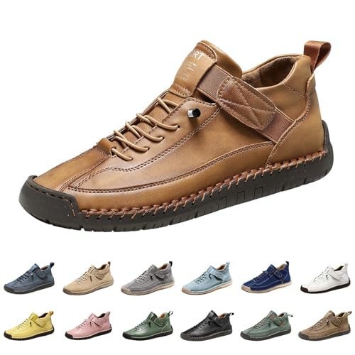 Lederschuhe Retro Damen Walkingschuhe Damen Wasserdicht Leicht Breit Sneakers rutschfest Hallenturnschuhe Flache Laufschuhe Zum Schnüren Turnschuhe Knöchelhoch Sportschuhe Elegant Walkingschuhe von Generisch