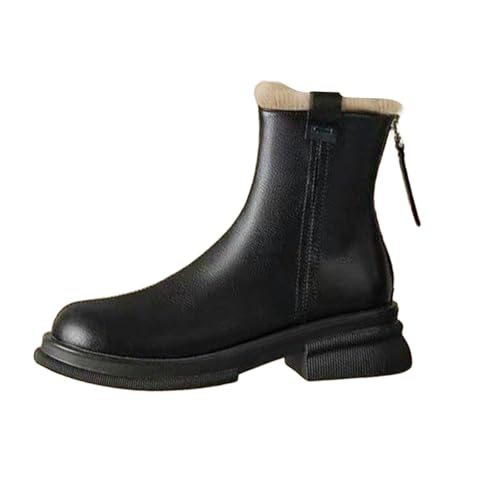 Lederstiefel Damen GefüTtert Warme Winterstiefel Reitstiefel Bequeme PlüSch Winterboots Vintage Ankle Boots Damenstiefel Kurzstiefel Kunstleder Thermo Stiefeletten Cowboystiefel Westernstiefel von Generisch
