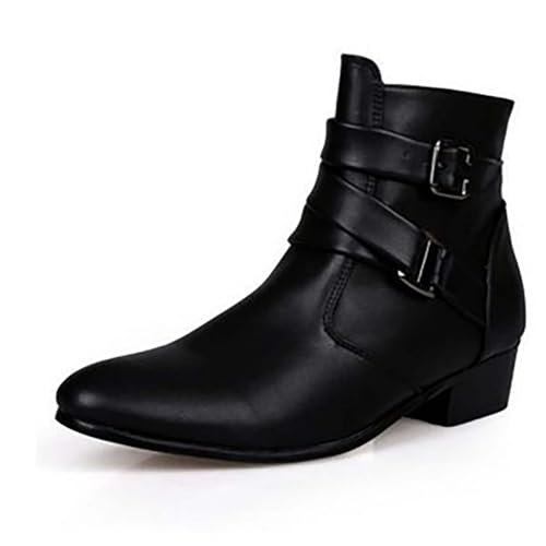 Lederstiefel Herren Gefüttert Wasserdicht Mit Absatz - Spitz Halbstiefel Schwarz Motorrad Stiefel Plateau Kurzstiefel - Mode Weiß Kunstleder Schuhe Kurzschaft Stiefel Trekkingschuhe Winterstiefel Lederstiefel Herren Gefüttert Wasserdicht Mit Absatz - Spitz Halbstiefel Schwarz Motorrad Stiefel Plateau Kurzstiefel - Mode Weiß Kunstleder Schuhe Kurzschaft Stiefel Trekkingschuhe Winterstiefel von Generisch