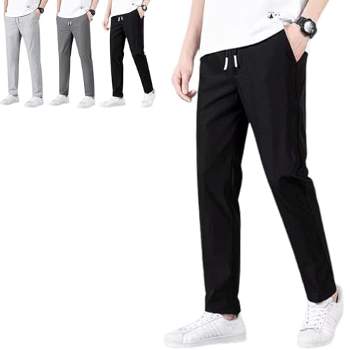 Leenfort Herren-Hose, Unisex, ultra-dehnbar, schnell trocknend, atmungsaktiv, leicht, weich, aktive Hose mit Taschen, Schwarz , M von Generisch