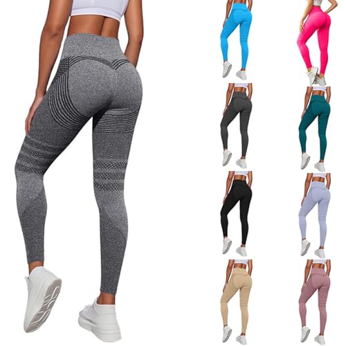 Leggings Damen Sport Leggins High Waist Yoga Mit Taschen Fitness Kompressions Push Up Shapewear Stretch Baumwolle Anti Cellulite Atmungsaktiv Scrunched Design Bewegungsfreiheit Gym von Generisch