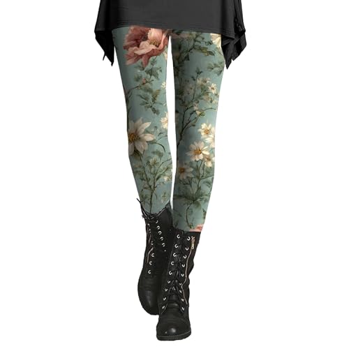 Leggings mit hoher Taille für Damen, Baumwolle, Übergröße, modische bedruckte bunte Leggings, schmale Passform, Workout-Leggings, Bauchkontrolle, bequeme Workout-Leggings, B, L von Generisch