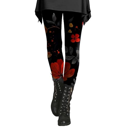 Leggings mit hoher Taille für Damen, Baumwolle, Übergröße, modische bedruckte bunte Leggings, schmale Passform, Workout-Leggings, Bauchkontrolle, bequeme Workout-Leggings, C, 5X-Large von Generisch