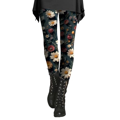 Leggings mit hoher Taille für Damen, Baumwolle, Übergröße, modische bedruckte bunte Leggings, schmale Passform, Workout-Leggings, Bauchkontrolle, bequeme Workout-Leggings, a, XXL von Generisch