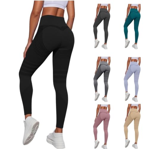 Leggins Plumi 3D Anticelulitis Damen，Scrunch Leggings Push Up Lange Blickdicht Kompressionshose Seamless Sport Booty Yogahose mit Bauchkontrolle Figurformende Hohe Taille Fitnesshose Sporthose von Generisch