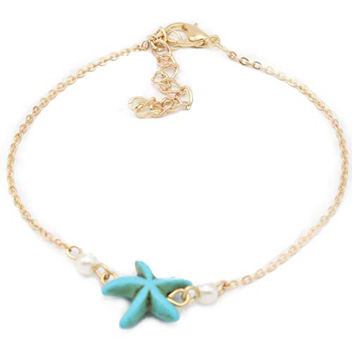 Legierung Fußkettchen Charming Türkis Seestern Kette Armband Fußkettchen Mädchen Frauen Geburtstag Valentinstag Hochzeit Barfuß Strand Fußschmuck Hohe QualitätAusgezeichnetes Design von Generisch
