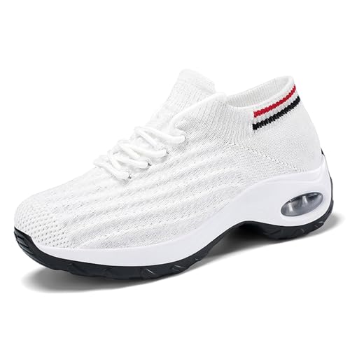 Leicht Schlupfschuhe Frauen Weiche Schuhe Slip on Sneakers Jogger rutschfeste Straßenlaufschuhe Frauen Sportschuhe Air Cushion Fashion für Trekking Workout Running von Generisch