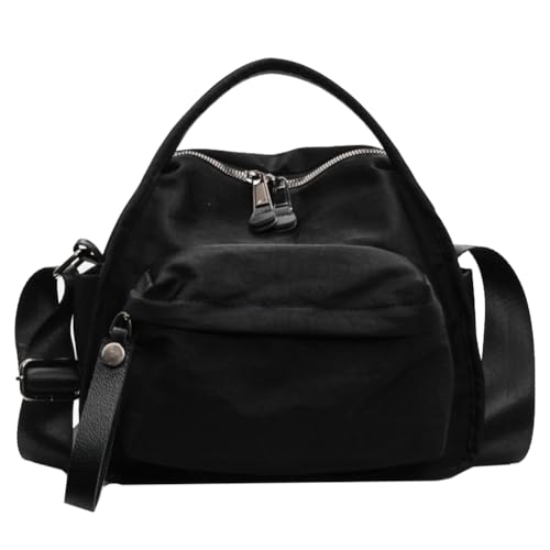 Leichte Damen-Umhängetasche, einfarbig, lässig, mit Reißverschluss, vielseitige Umhängetasche, Reisen, Einkaufen, Arbeit, Date, Schwarz , 260.00x220.00x130.00mm/10.24x8.66x5.12inch von Generisch